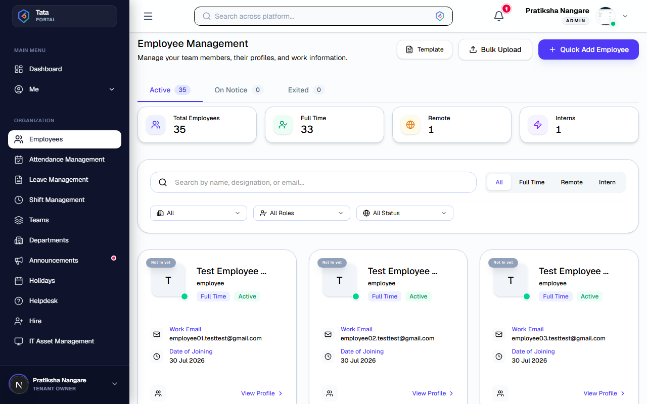 Employee Records & Org Chart screenshot
