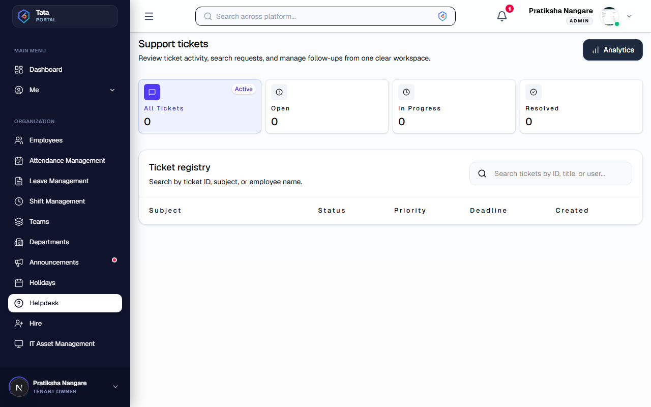 Helpdesk Dashboard