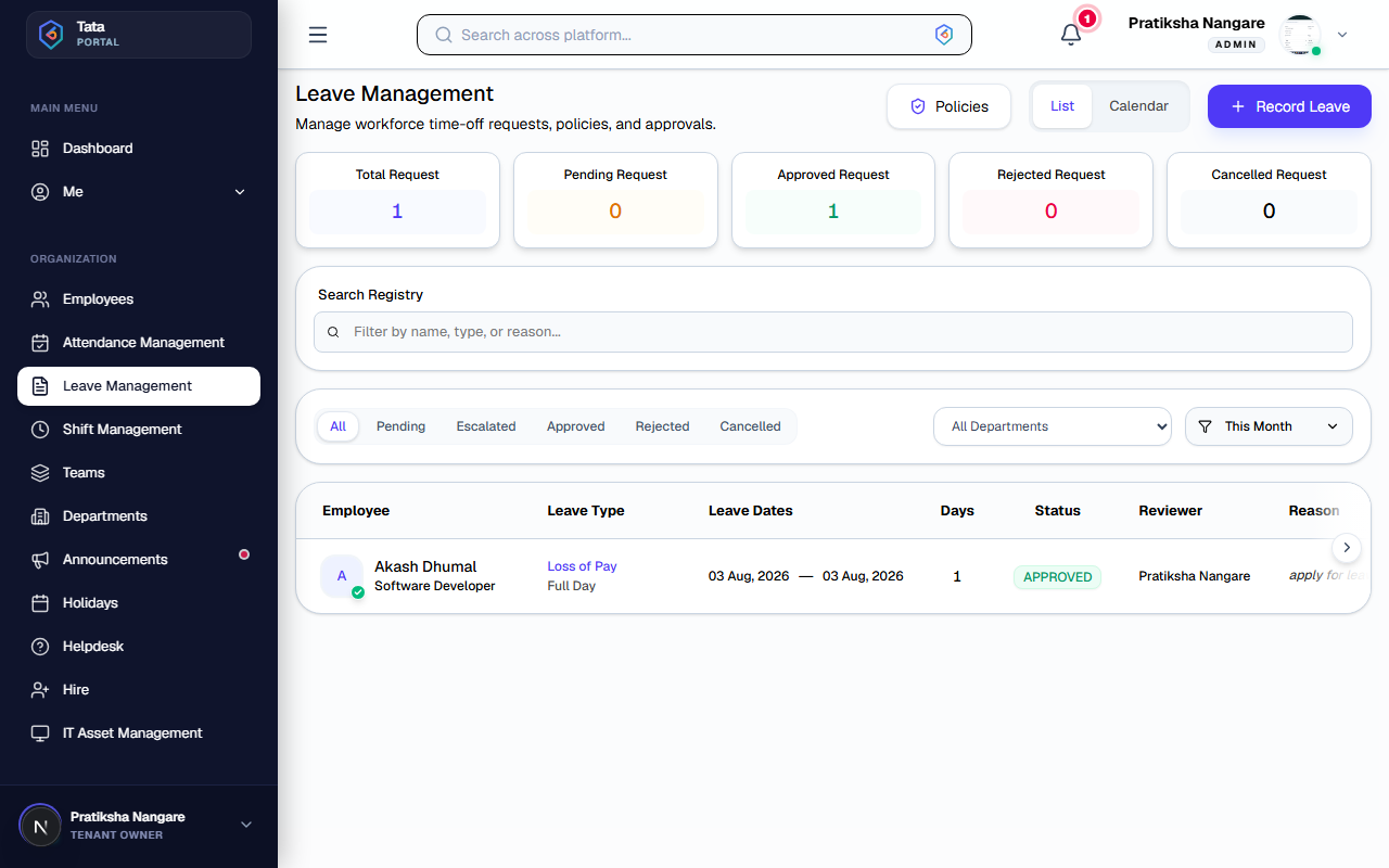 Leave Management Dashboard