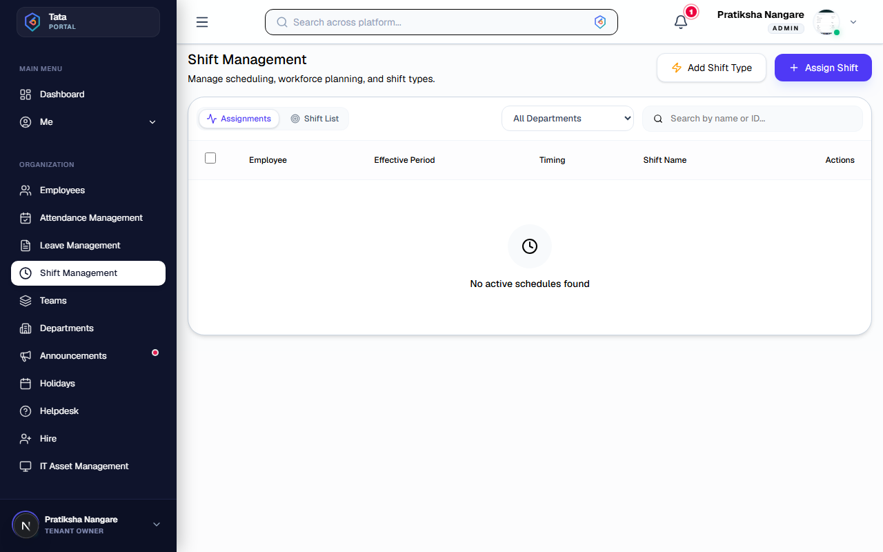Shift Management Dashboard